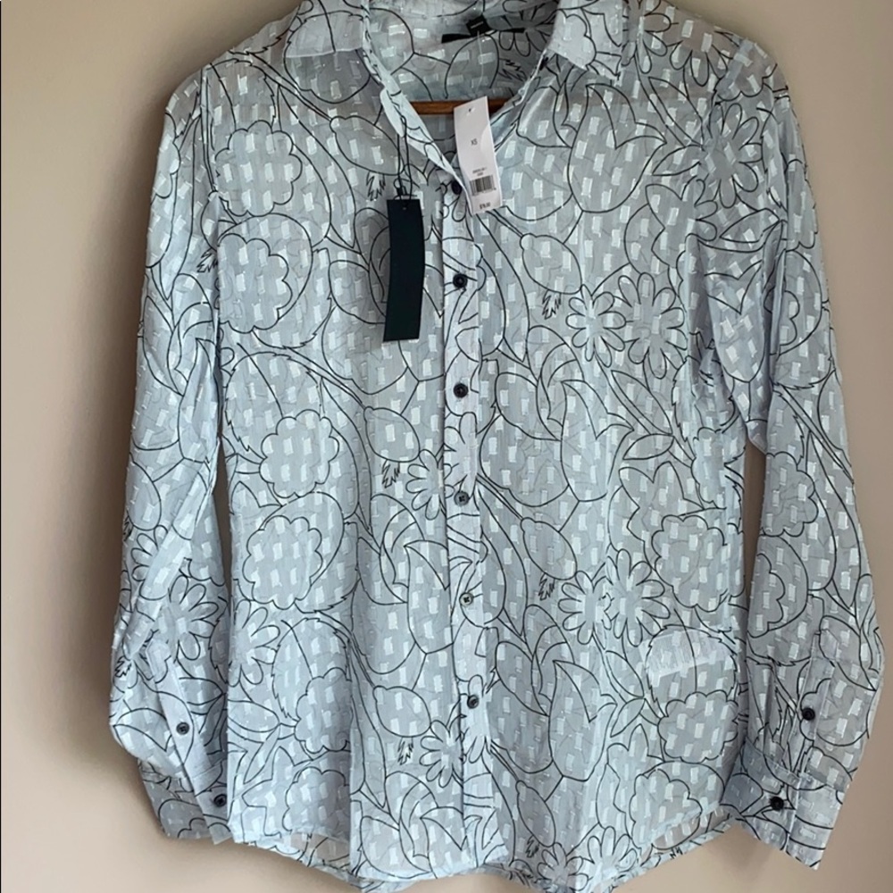 NWT Banana Republic Sheer Metallic Dillon Shirt XS
